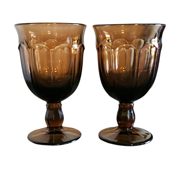 Vintage Noritake Provincial Brown Wine Glasses Tea Water Goblet Mid-Century - Picture 12 of 12